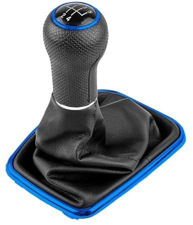 Youzzei VW Schaltknauf mit Schaltsack, Manuell Schaltknauf 5 Gang 23mm für VW Golf 4 IV Rahmen Knauf Plug Play Ersatzteil 1J0711113 Schalthebel,Leder und ABS-Kunststoff VW golf 4 Schaltknauf - Blau