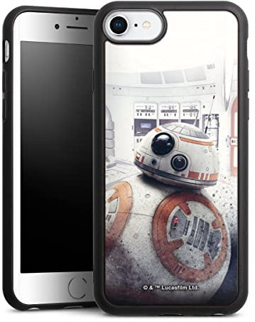 Holz Case kompatibel mit Apple iPhone 7 Walnuss Handyhülle Echtholz Hülle Star Wars Roboter Fanartikel