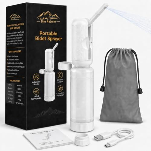 Tragbares Bidet – Hochdruck wasserdichtes Reise-Bidet für Damen und Herren mit Flaschenadapter – USB-C wiederaufladbarer elektrischer Hand-Bidets für persönliche Hygiene, Baby-Reinigung, Camping