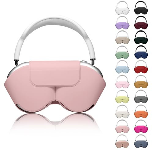 Youtec Schutzhülle für Apple Airpods Max, Kopfhörer-Schutzhülle für AirPod Max, unterstützt den Schlafmodus, kratzfest und staubdicht, Airpod Pro Max aus PU-Leder, Pink 2