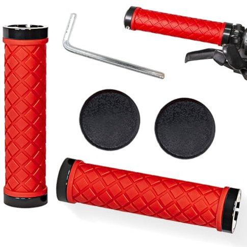KUMSODE 2PCS Bike Lenker Griffe, rutschfeste Gummi Fahrrad Griff Griff mit Aluminium Lock, Bike Handgriff für Scooter Cruiser Urban Bike Dreirad Rad Stuhl Mountain Bike Road Bike MTB BMX