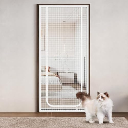 TINBOSE Katzengitter Balkontür, Cat Screen Katzennetz Für Balkon, Haustiere Bildschirm TüR, Katzengitter Für TüR, Verhindern DASS Katzen Aus Laufen, Für Wohnzimmer, Schlafzimmer, KüChe(80x210cm)