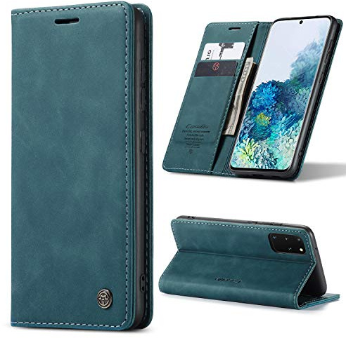Monweicz Handyhülle für Samsung Galaxy S20 Plus Hülle Premium Lederhülle Klappbar Flip Case Tasche Magnet Kartenfach Standfunktion Klapphülle Schutzhülle für Samsung Galaxy S20 Plus - Blaugrün