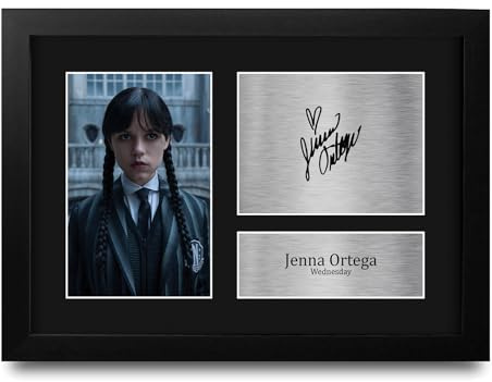 HWC Trading Jenna Ortega Wednesday Geschenke Gedrucktes Signiertes Autogramm Foto für Fans von Fernsehshows - A4 Gerahmt