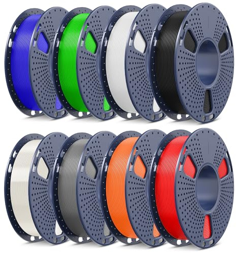 SUNLU 250G*8 PLA+ Filament Bundle, Robustes PLA PLUS 3D Drucker Filament, 250g pro Spule, 8 Rollen, Schwarz+Weiß+Grau+Transparent+Rot+Kleinblau+Grün+Sonnenorange