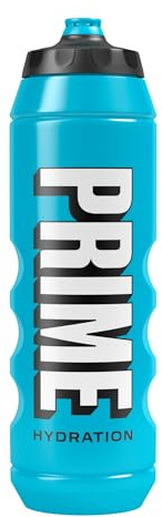 PRIME 32 oz Blue Squeeze Sports Water Bottle, BPA Free, Dishwasher Safe, Easy Grip Ergonomic Leakproof Design, Quick Hydration for Gym, Cycling, Running