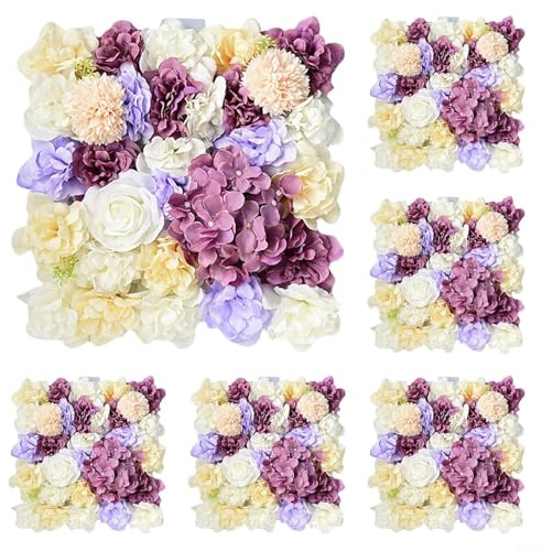 LCUVIMPEX Panneaux muraux végétaux artificiels, Panneaux muraux de Fleurs 3D for Photographie Mariage(Purple)