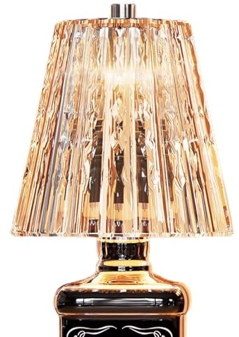 Rechargeable Bottle Lamp, Wireless LED Bottle Light with Touch Control & Crystal Shade - 3 Colour Modes, USB-C Charging for Wine/Whisky Glass Bottles, Bar, Kitchen & Home Decor