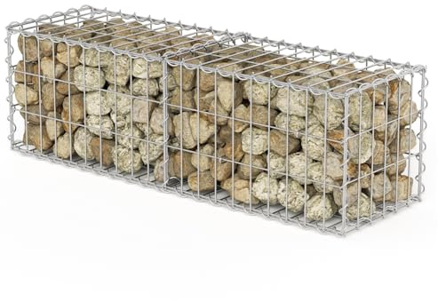 Monucep Lot de 8 gabions - 100 x 30 x 30 cm - En métal galvanisé - Pour mur, jardin, panier métallique avec maille de 5 x 10 cm - Fil de 4 mm d'épaisseur
