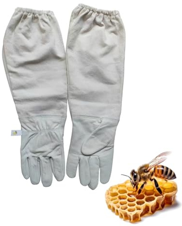 FEQDWOX Imkerhandschuhe Stichfest 1 Paar, aus Ziegenleder atmungsaktiv, dornenfest für Männer Frauen, Imkerei, Gartenarbeit, Schutz vor Stichen & Bissen.