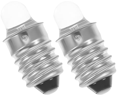 KALLORY Bombillas LED Mini E10 3v 2 Piezas de Repuesto, para Linternas | Base de Rosca E10, Metal y Vidrio, Instalación Sencilla, Luz Estable para Equipos Compactos