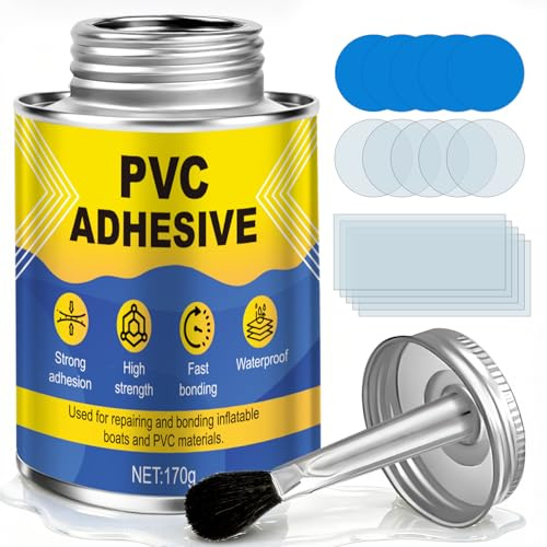 PVC Glue, 170g Contact Adhesive, Strong Adhesion, Waterproof | Air Bed Repair Patch Kit, PVC Repair Patch, Pond Repair Kit for Air Mattresses, Kayaks, Inflatable Boats, Pools, Tent