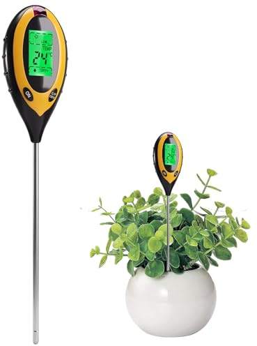Medidor humedad plantas 4 en 1 digital pH tierra LCD para jardín plantas