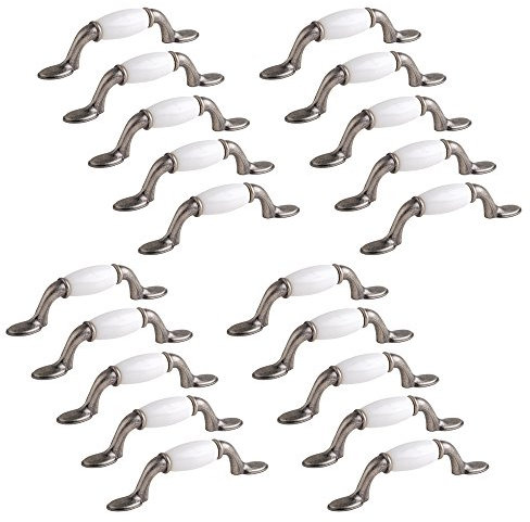 Emuca 9160368 Tirador para Mueble, Plata Envejecida, 76 mm, Set de 20 Piezas