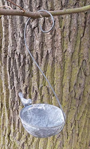 Deko-Impression Vogeltränke Vogelbad Vogelfutterstelle z. Hängen Eisen massiv grau