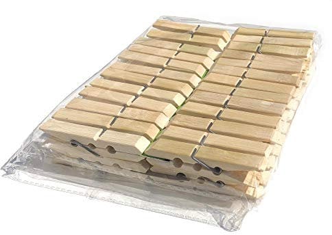 Wooden Bamboo Clothes Pegs – Long – Pack of 50