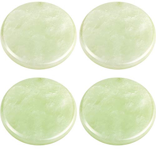 Eyelash Extension Jade Stone Glue Lashes Jade Stone Adhesive Pallet Fake Eye Lash Base 2 Inch (4 Packs)