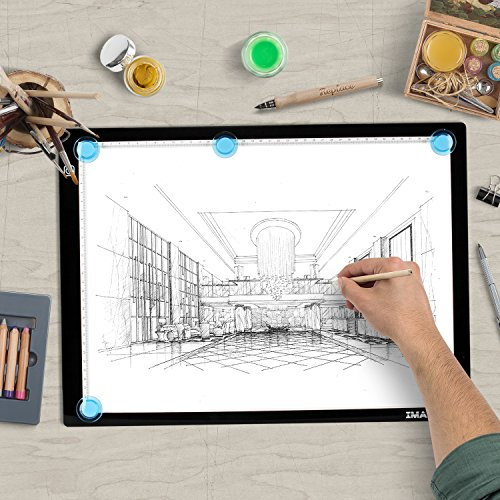 IMAGE Tablette Lumineuse Magnétique LED A3 à Luminosité Réglable Tablette à Dessin Mince 7MM avec USB et Fonction de Mémoire pour Enfant/Adulte Diamant Painting/Croquis/Esquisse/Calligraphie