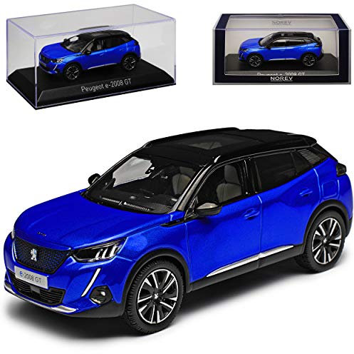 Peugeot 2008 GT SUV Blau mit Dach in Schwarz 2. Generation Ab 2019 1/43 Norev Modell Auto mit individiuellem Wunschkennzeichen