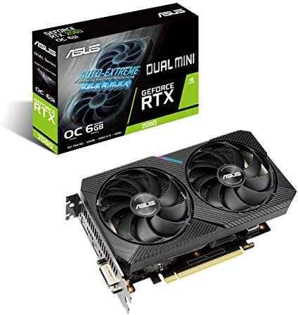 ASUS Dual GeForce RTX 2060 Mini OC Edition Gaming Grafikkarte (PCIe 3.0, 6GB GDDR6, 2-Slot Design, 0dB-Technologie)