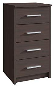 MATKAM Kommode Bodo 4S mit Vier Schubladen, H/B/T 75 x 40 x 35 cm, Griffe in Metall-Optik, Führungsschienen aus Metall (Wenge)