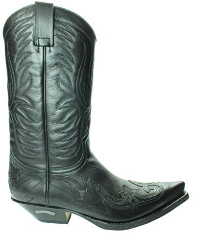Sendra Boots 3241 Pull Oil Cuervo Nero Uomo Donna Stivali Cowboy Western Unisex Stivali Punta Tacco Inclinato Gamba Dritta Vera Pelle Taglia 38