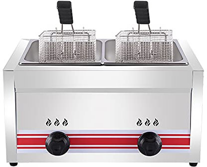 Deep Fryer Friggitrice A Gas da 10/20/30 Litri, Friggitrice Multifunzione A GPL, Potenza di Fuoco Regolabile, Friggitrice A Gas Professionale, Cestello E Coperchio Staccabili in Acciaio Inossidabile