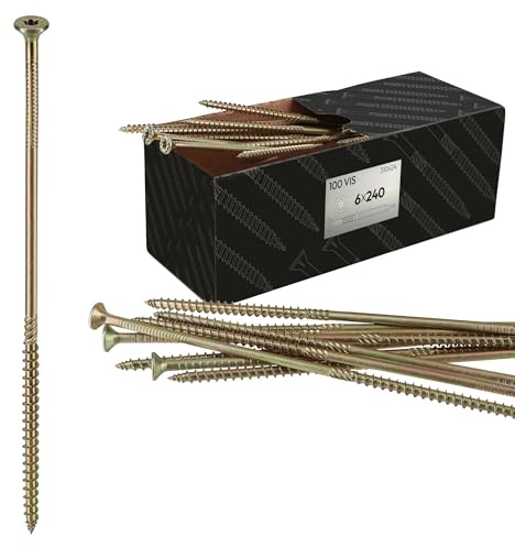 100 Vis bois Torx à tête fraisée plate expert - Acier galvanisé - anti-fendage - moletage de serrage - 4x80