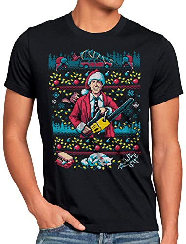 CottonCloud Griswold Bescherung Herren T-Shirt Clark Xmas Weihnachten Weihnachtspullover Pulli Ugly Sweater strickw, Größe:L