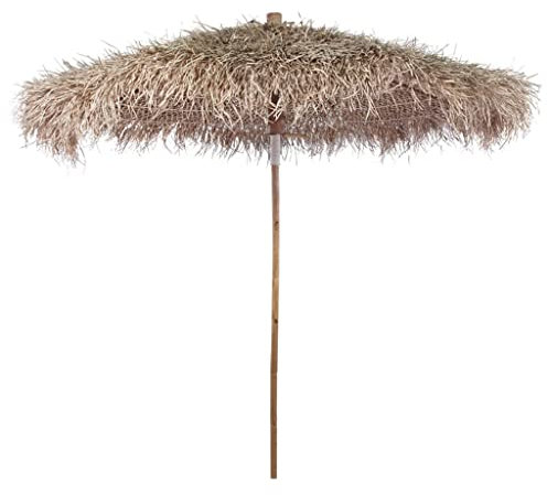 270 cm Bambus-Sonnenschirm Strandschirm Natur Natur - Terrassenschirm Gartenschirm Balkonschirm, mit Bananenblatt Dach, Marktschirm Ampelschirm Strandschirm Schirm Sonnenschutz Terrasse