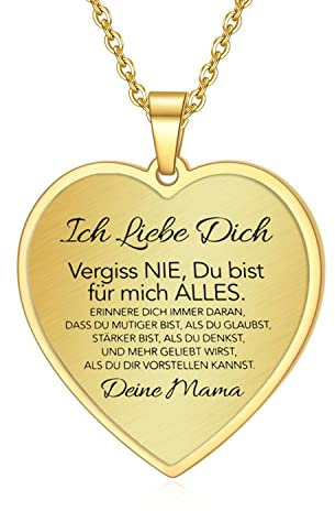 AITENME Kette Herz Halskette an Meine Tochter von Mama-Ich liebe Dich,Damen Mädchen Mutter Tochter Kette Herz Anhänger Geschenke für Meine Tochter Golden