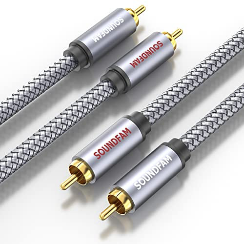RCA Audio Cable,SOUNDFAM RCA Y Splitter, Subwoofer/Coaxial RCA Audio Cable Bi-Directional RCA Y Adapter [Dual Shielded] for Subwoofer Home Theater AV Receiver Amplifier - Grey (2RCA Male) - 2RCA