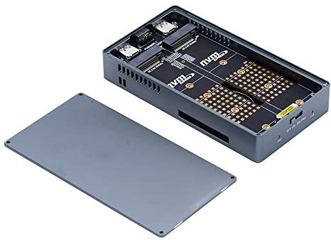 xiwai 20Gbps Dual NVME M.2 NGFF M-Key auf USB-C Typ-C Raid0 Raid1 JOBD Big Enclosure mit Lüfter Raid0 Hyper Adapter
