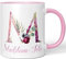 JUNIWORDS Tasse, Madeleine-Jolie, Name Anfangsbuchstabe Initial Alphabet Floral Buchstabe M Monogramm Motiv, Rosa (5523915)