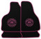 AUTOTEPPICH-Stylers Velours Schwarze Fußmatten passend für VW Golf 4 Cabriolet 1998-2002 mit LOGO Wolfsburg Edition WOB und Rand in pink