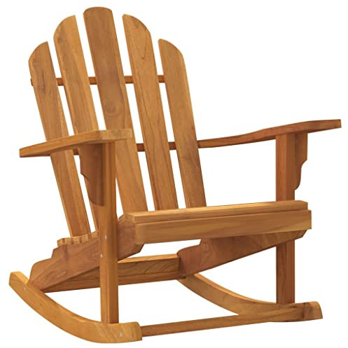 vidaXL Adirondack Schaukelstuhl, Schwingstuhl für Garten Hinterhof Balkon, Gartenstuhl mit Schaukeldesign, Liegestuhl Gartenliege Gartenmöbel, Massivholz Teak