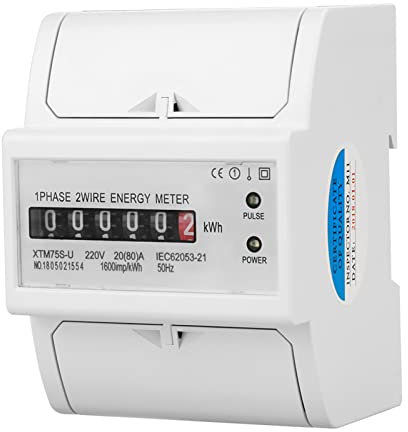 Qiilu compteur defalcateur electrique Compteur Électronique KWh 1Phase Électrique 220V Numérique 1 Phase 2 Fils 4P Compteur Électrique Rail DIN Compteur Électronique KWh Un Compteur Monophasé Électri