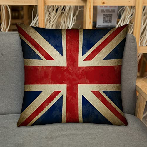 Kissenbezug Zierkissenbezug Dekorative,Großbritannien-Flagge als altes Britisches Symbol des Patriotismus und der englischen,Dekokissen Deko mit Verstecktem Reißverschluss für Sofa Büro Bett 45x45 cm