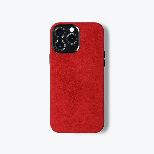 ALMA Alcantara Phone Case for iPhone 13 Series (13 Pro Max, Red)