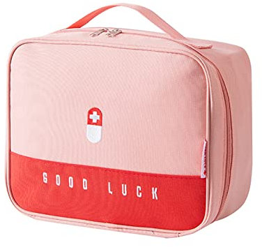 Reiseapotheke Tasche, Große Kapazität Notfalltasche, Tragbar wasserdichte Medizin Aufbewahrungstasche, Medikamenten Aufbewahrung für Haus Auto Office Reisen(Rosa)