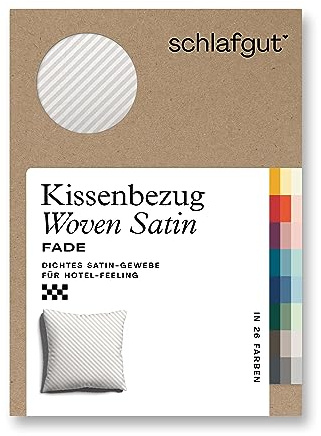 schlafgut Woven Fade Satin Kissenbezug 40x40 cm White Fade gestreift in Premium Hotelqualität, Kopfkissenbezug einzeln mit 100% weicher Baumwolle