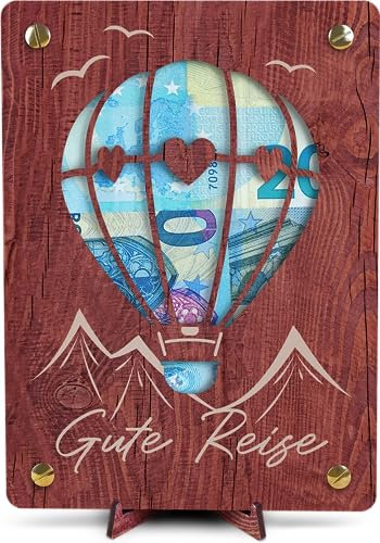 Reise Geschenk - XL Geldgeschenk aus Holz inkl. Ständer | Urlaub Geschenk, Urlaubskasse, Geldgeschenk Reisekasse, Reisekasse, Geldgeschenk Reise, Urlaubskasse Geschenk (Ballon)