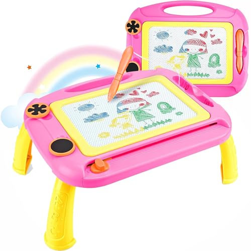 XFLYP Magnetische Zeichentafel, Kinderspielzeug ab 1 2 3 Jahr, Schreibtafel für Magnetische Doodle Board mit Abnehmbaren Füßen Pädagogisches Puzzle Spielzeug Bunte Erasable Geburtstag Geschenk(Rot)