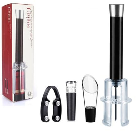 Wino on The Go Wine Opening Set, Wine Bottle Opener Kit, Wine Opener 4Pcs Set, Air Pressure Wine Bottle Opener, Wine Vacuum Stoppesr, Wine Aerator Pourer, Foil Cutter, Wine Accessories Gift Set