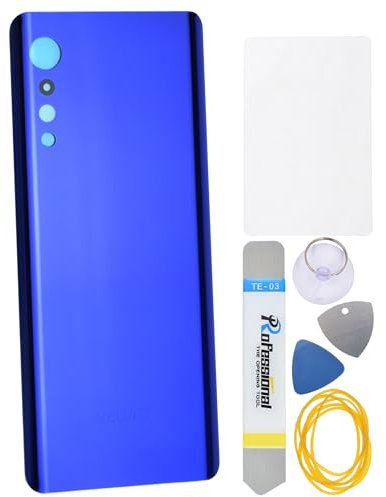 Double Sure Cubierta trasera de cristal azul de repuesto para LG Velvet Velvet 5G Velvet 5G UW, adhesivo precortado y kit de herramientas