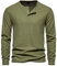 Long Sleeve T Shirt Mens Casual Henley Shirt Button Round Neck Pullover Tops Dressy Solid Colour Waffle Tees Regular-Fit Bottoming Shirt Army Green