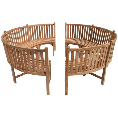 Teako Design Teak Rundbank Rom Massivholz Wetterfest, Outdoor Gartenmöbel, langlebig und robust, Gartenbank, Terassenzubehör, Wetterbeständig, mit Rückenlehne (220 cm, Vollkreis), TB-1710-x