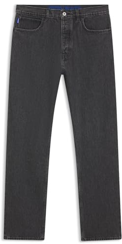 HUGO Herren Nate Baggy-Fit Jeans aus schwarzem Stone-Washed-Denim