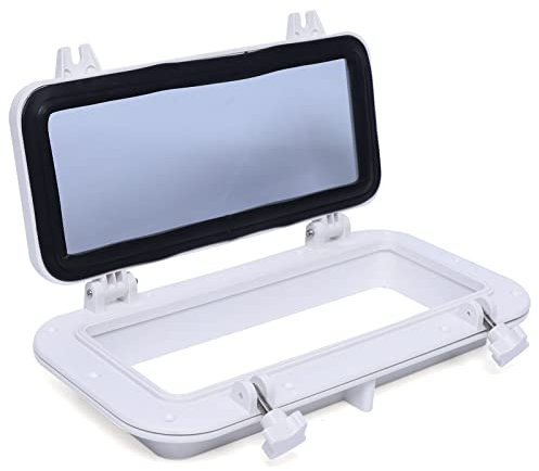 SUBKUDY Oblò finestra per barca, camper – cassa rettangolare, vetro 4 mm, nero, materiale ABS