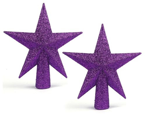 YYCRAFT Weihnachtsbaumspitze mit Glitzerstern, 10,2 cm, 2 Stück, Violett